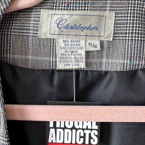 Vintage Christopher Plaid V-Neck Double Breasted Blazer - Picture 6 of 8